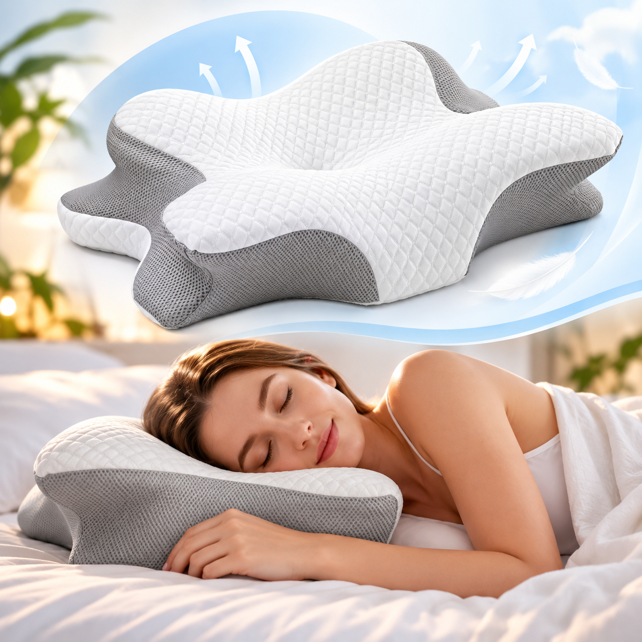 PandaSleepy Cervical Memory Foam Pillow
